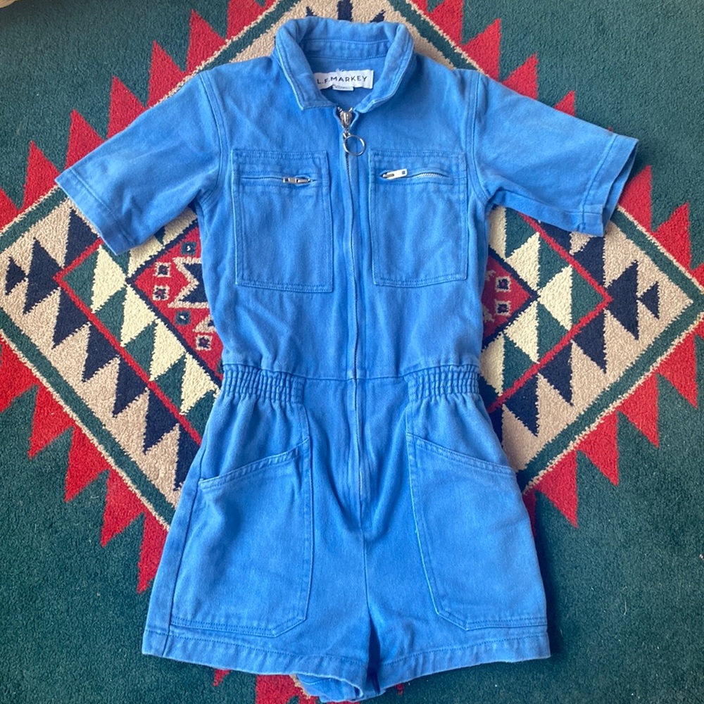 L.F. markey Denim short jumpsuit romper XS